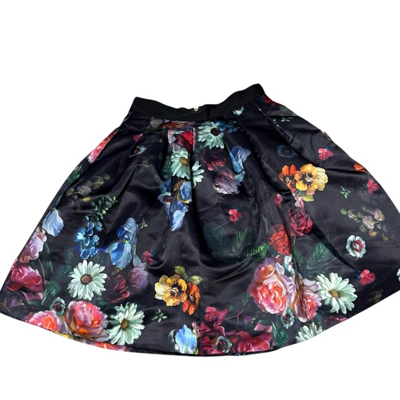 Ted Baker London Flowtii Oil Painting Full Skirt Pleats Hip Pockets Size 0/2 - Picture 3 of 10